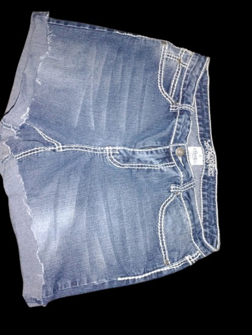 Revolt Jeans Dark Blue Distressed Denim Shorts